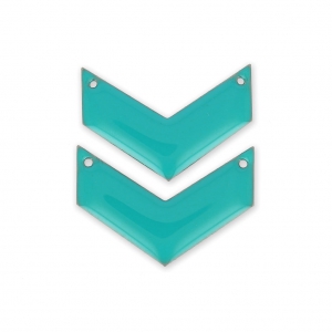 Intercalaires en métal chevron 2 trous résine époxy 29 mm G. Turquoise x2