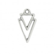 Breloque en métal double triangle 16 mm Placage Argent fin vieilli x1|raw }}
