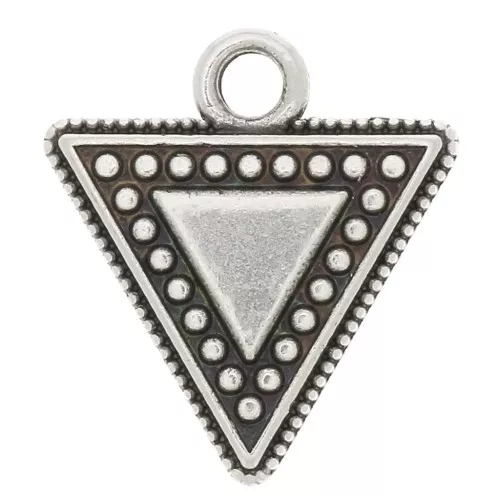 Breloque en métal triangle ethnique 15 mm Placage Argent fin vieilli x1