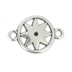 Intercalaire en métal 2 anneaux motif étoile 23 mm Placage Argent fin vieilli x1