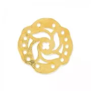 Intercalaire martelé 5 rangs décor fleur mandalas 19 mm Doré or fin satiné x1