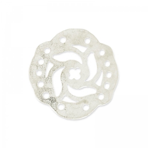 Intercalaire martelé 5 rangs décor mandalas 19 mm argenté satiné x1