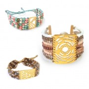 Intercalaire martelé 5 rangs décor mandalas 19 mm argenté satiné x1