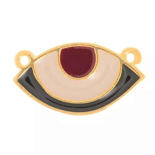 Intercalaire oeil porte-bonheur 2 anneaux 24 mm Blanc/Aqua/doré x1