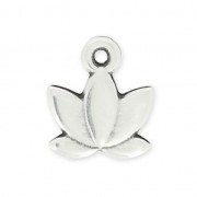 Breloque en métal petite fleur de lotus 11 mm Placage Argent fin vieilli x1|raw }}