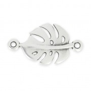 Intercalaire en métal feuille de philodendron 22 mm Placage Argent fin vieilli x1