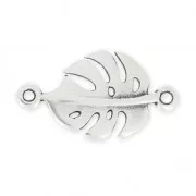 Intercalaire en métal feuille de philodendron 22 mm Placage Argent fin vieilli x1