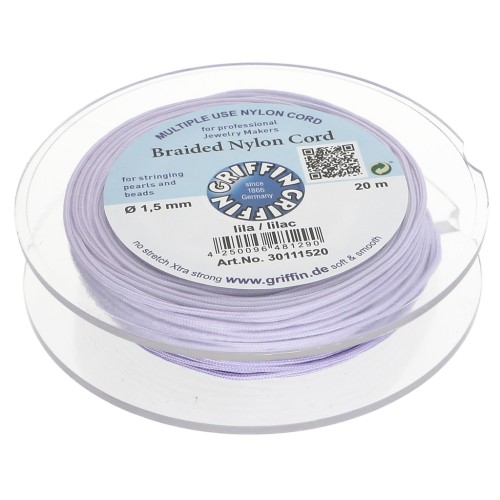 Fil de jade / Fil nylon tressé européen Griffin 1.5 mm Lilac x20m
