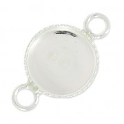 Intercalaire 2 anneaux serti cabochon fond plat 10 mm en Argent 925 x1|raw }}