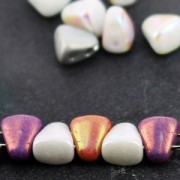 Perles en verre tchèque deux trous Nib-Bit 6x5 mm Silver x10g