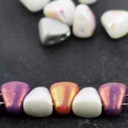 Perles en verre tchèque deux trous Nib-Bit 6x5 mm Silver x10g