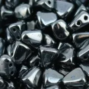 Perles en verre tchèque deux trous Nib-Bit 6x5 mm Jet Hematite x10g