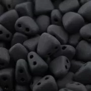 Perles en verre tchèque deux trous Nib-Bit 6x5mm Jet Mat x10g