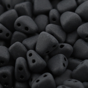 Perles en verre tchèque deux trous Nib-Bit 6x5mm Jet Mat x10g