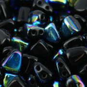 Perles en verre tchèque deux trous Nib-Bit 6x5mm Jet AB x10g