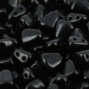 Perles en verre tchèque deux trous Nib-Bit 6x5mm Jet x10g