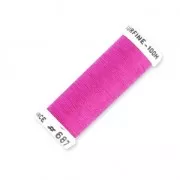 Fil à broder pour broderie perlée de Lunéville Soie surfine Fuchsia (687) x100m