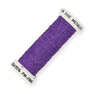 Fil à broder métallisé tressé 4 - Au ver à soie - pour broderie Violet (012) x10m