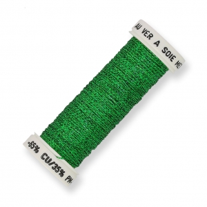 Fil à broder métallisé tressé 4 - Au ver à soie - pour broderie Vert (008) x10m
