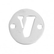 Intercalaire rond 2 trous lettre V 8.5 mm en Argent 925 x1|raw }}