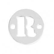 Intercalaire rond 2 trous lettre R 8.5 mm en Argent 925 x1
