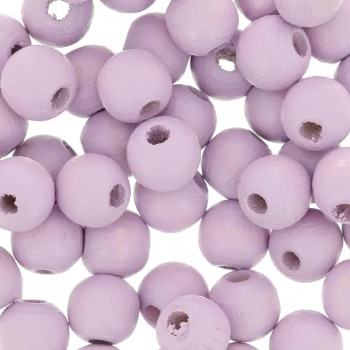 Perles rondes en bois 6 mm Parme x25