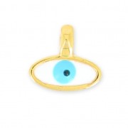 Breloque mini oeil porte-bonheur résine époxy 7 mm Turquoise/Doré à l'or fin x1|raw }}