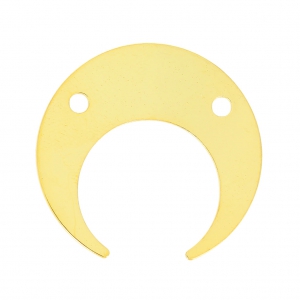 Intercalaire 2 trous forme demi-lune ou corne 30 mm Doré à l'or fin x1