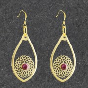 Pendentif goutte rosace ajouré 44x26 mm pour serti 6mm - Doré à l'or fin x1