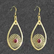 Pendentif goutte rosace ajouré 44x26 mm pour serti 6mm - Doré à l'or fin x1