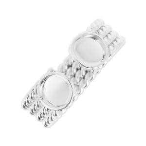 Bague en laiton avec deux sertis pour cabochon à fond plat 6 mm argenté x1