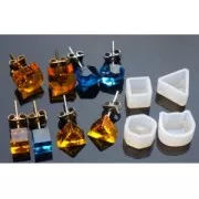 Lot de 2 moules silicone Cabochon triangle fond plat pour clous d'oreilles