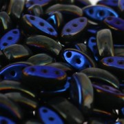 Perles en verre tchèque 3 trous Cali Beads 3x8mm Jet Azuro x30|raw }}
