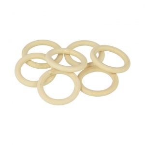 Set de 7 anneaux en bois brut naturel pour bijoux, déco, rideaux 30 mm x1
