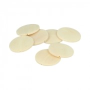 Set de 10 perles plates en bois brut naturel 40 mm x1