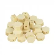Set de 25 perles hexagonales en bois brut naturel 10x5 mm x1