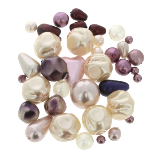 Assortiment de perles de bohème nacrées - Rose x50g