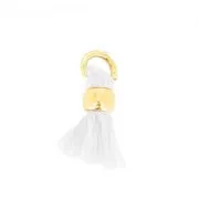 Mini Pompon en coton - 7 mm Blanc avec attache métallique Doré à l'or fin x1