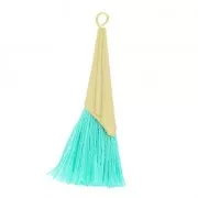 Pompon en coton pour des créations DIY 33 mm Turquoise avec coupelle métallique Doré HQ