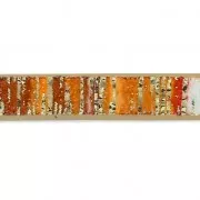 Ruban fantaisie en matière synthétique 5 mm bandes orange reflets doré x1.2m