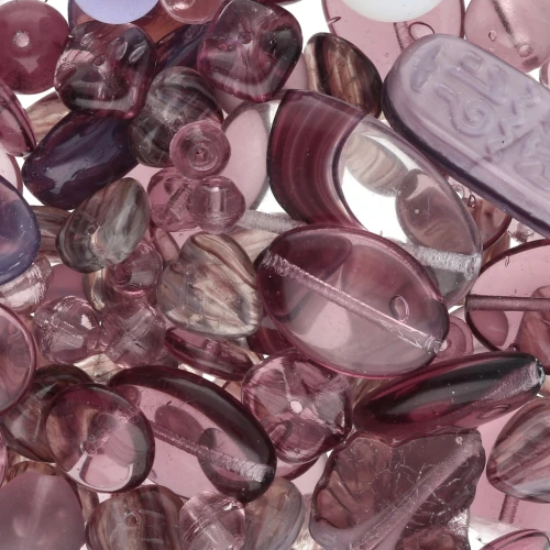 Assortiment de perles de bohème - Violet x50g
