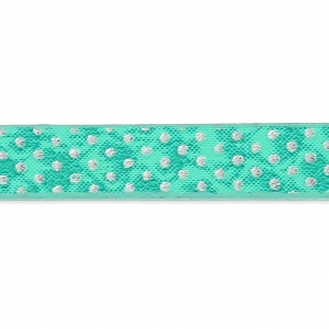 Ruban fantaisie en matière synthétique 5mm effet reptile Mint Pois Métallisé x1.2m