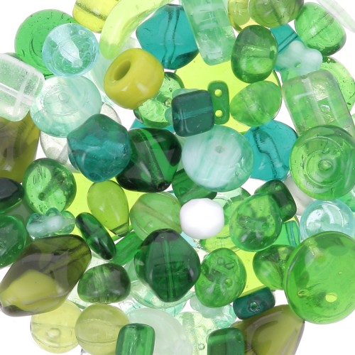 Assortiment de perles de bohème - Vert x50g