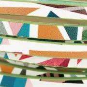 Ruban fantaisie en matière synthétique 5 mm motifs géométriques Multicolore x1.2m