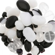Assortiment de perles de bohème - Noir - Blanc x50g|raw }}