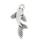 Breloque en métal poisson carpe koï 26 mm Placage Argent fin vieilli x1|raw }}