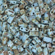 Miyuki Half Tila Beads 5x2.3x1.9 mm HTL-4514 - Op Turquoise Blue Picasso x10g