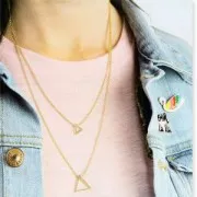 Tour de cou double longeur Magical Summer 55 et 45 cm doré