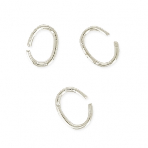 Petits anneaux ouverts ovales 3.3x2.4x0.4 mm - Plaqué Rhodium x1g