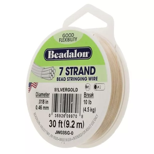 Fil Cablé 7 brins 0.46 mm - Beadalon - argenté doré x9,2 m